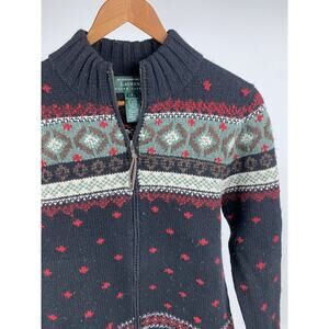 Vtg Wool S Womens Lauren Ralph Lauren Nordic Mock Zip Sweater Cardigan Jacket